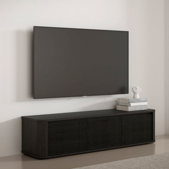 Mobile TV Da Terra 3 Ante 170x40x40 Design Moderno Lehman Rovere Nero