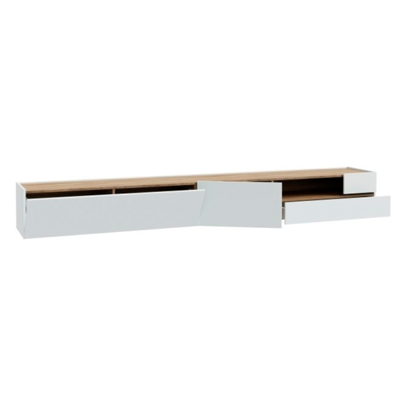 Mobile TV Sospeso 270x40x32h Con Vano Decoder Lewis Rovere E Grigio Chiaro