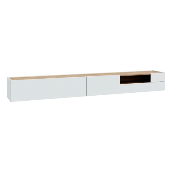 Mobile TV Sospeso 270x40x32h Con Vano Decoder Lewis Rovere E Grigio Chiaro