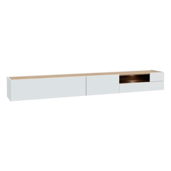 Mobile TV Sospeso 270x40x32h Con Vano Decoder Lewis Rovere E Grigio Chiaro