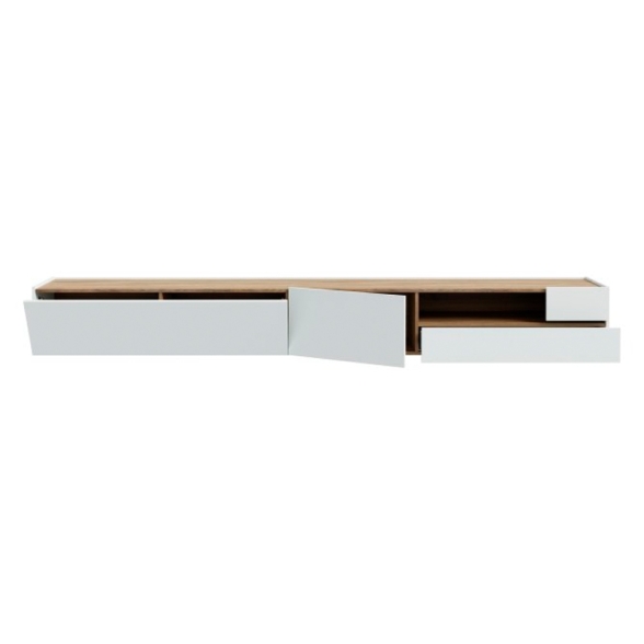 Mobile TV Sospeso 270x40x32h Con Vano Decoder Lewis Rovere E Grigio Chiaro