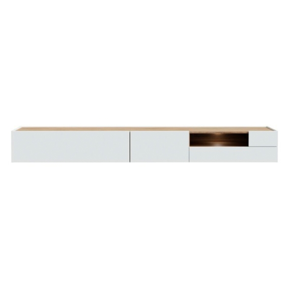 Mobile TV Sospeso 270x40x32h Con Vano Decoder Lewis Rovere E Grigio Chiaro
