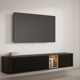Mobile TV Sospeso 3 Ante 215x40x40 Con Vano A Giorno Lehman Rovere Scuro