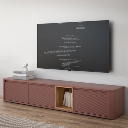 Mobile TV Sospeso 3 Ante 215x40x40 Con Vano A Giorno Lehman Terracotta