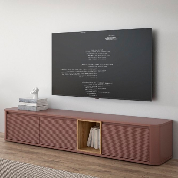Mobile TV Sospeso 3 Ante 215x40x40 Con Vano A Giorno Lehman Terracotta
