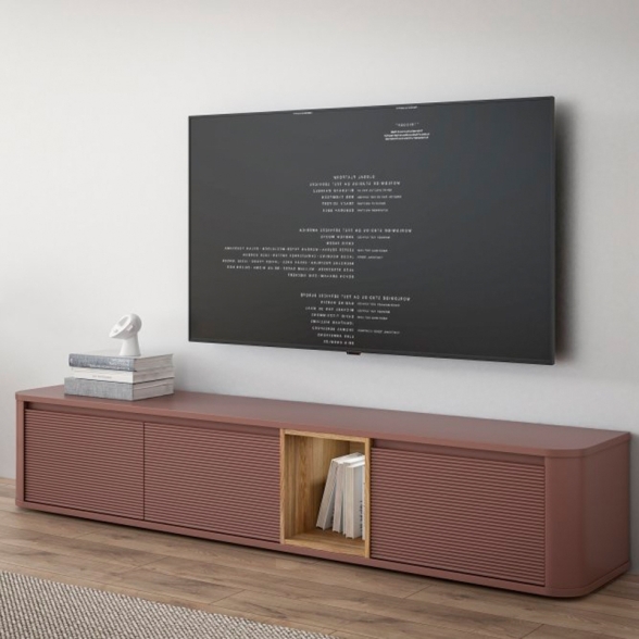 Mobile TV Sospeso 3 Ante 215x40x40 Con Vano A Giorno Lehman Terracotta