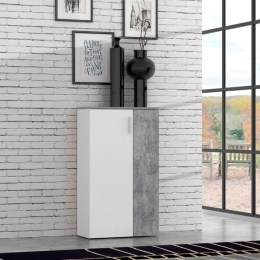 Scarpiera 6 Ripiani 2 Ante 70x34x120h 18 Paia Nube Bianco E Grigio Cemento