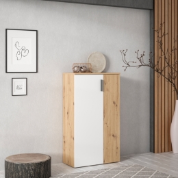 Scarpiera 6 Ripiani 2 Ante 70x34x120h 18 Paia Nube Bianco E Rovere Artisan