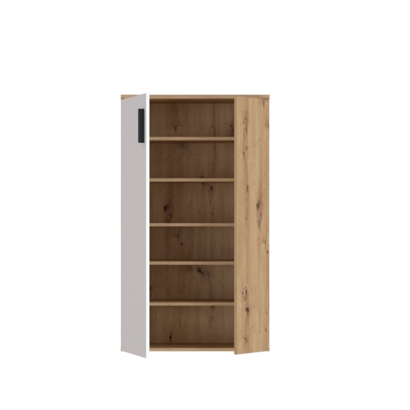Scarpiera 6 Ripiani 2 Ante 70x34x120h 18 Paia Nube Bianco E Rovere Artisan
