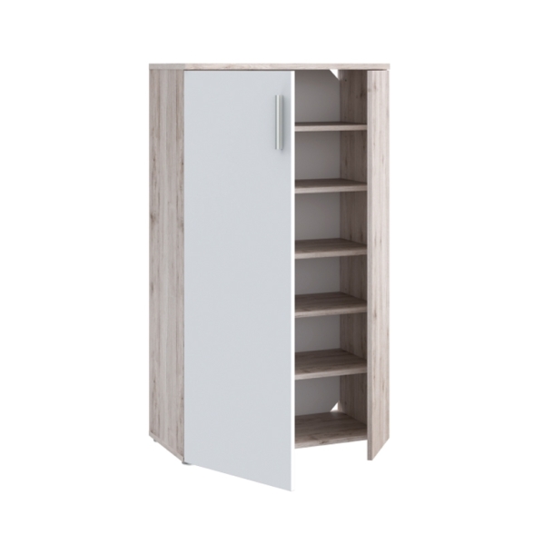 Scarpiera 6 Ripiani 2 Ante 70x34x120h 18 Paia Nube Bianco Rovere Cenere