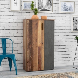 Scarpiera 6 Ripiani 2 Ante 70x34x120h 18 Paia Nube Rovere Invecchiato E Grigio Scuro