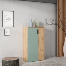 Scarpiera 6 Ripiani 2 Ante 70x34x120h 18 Paia Nube Verde Salvia Rovere Artisan
