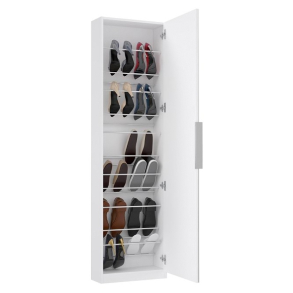 Scarpiera Alta Con Specchio 1 Anta 50x20x180 h Runa Bianco Opaco
