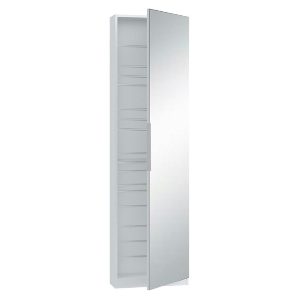 Scarpiera Alta Con Specchio 1 Anta 50x20x180 h Runa Bianco Opaco