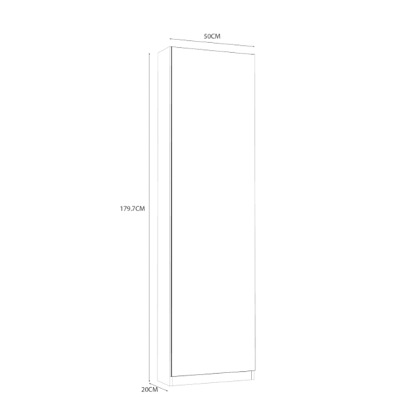 Scarpiera Alta Con Specchio 1 Anta 50x20x180 h Runa Rovere Sabbia