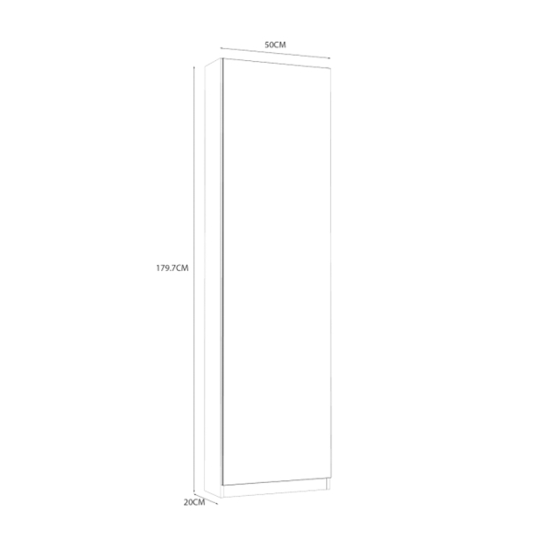 Scarpiera Alta Con Specchio 1 Anta 50x20x180 h Runa Rovere Sabbia