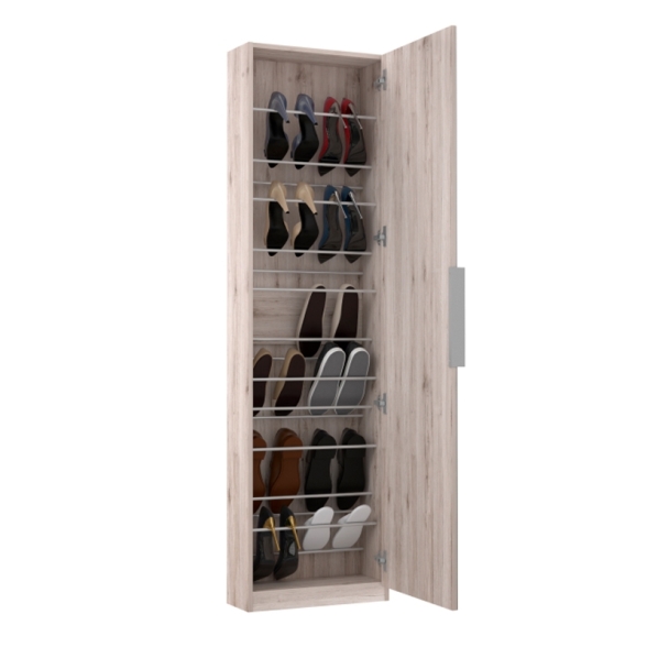 Scarpiera Alta Con Specchio 1 Anta 50x20x180 h Runa Rovere Sabbia