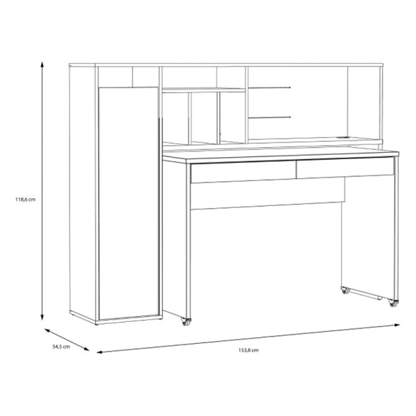 Scrivania Salvaspazio Estraibile Con Anta Laterale 154 Cm Drox Rovere E Grigio Scuro