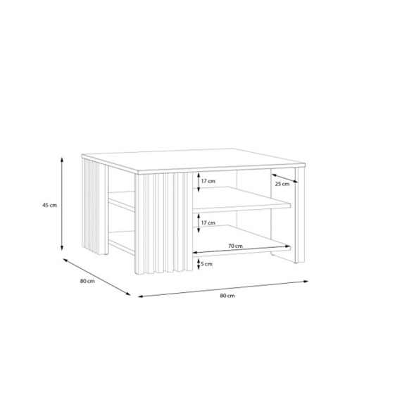 Tavolino Basso Da Salotto 80x80 Con Doghe Kave Rovere Artisan E Bianco