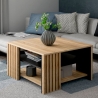 Tavolino Basso Da Salotto 80x80 Con Doghe Kave Rovere Mauvella E Nero