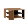 Tavolino Basso Da Salotto 80x80 Con Doghe Kave Rovere Mauvella E Nero