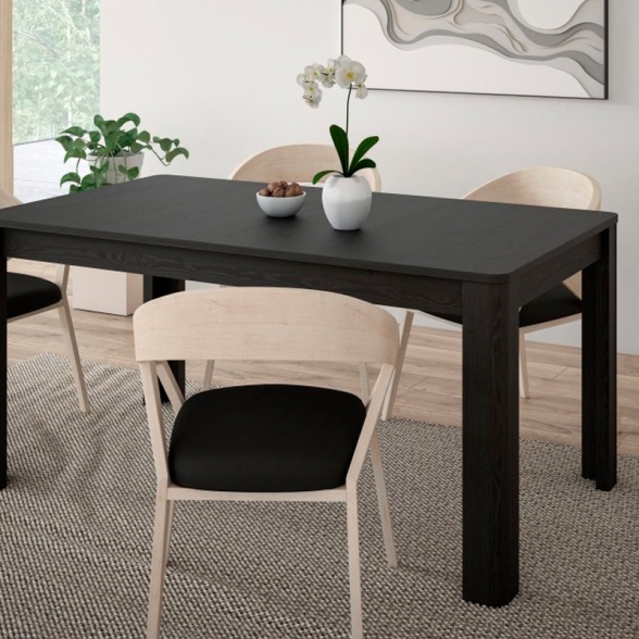 Tavolo Allungabile 90x160-206 Cm Da Arredo Interno Lehman Rovere Nero