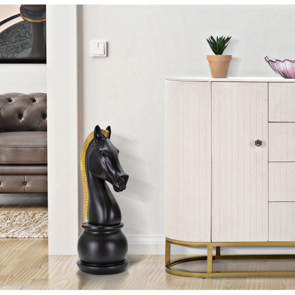 Cavallo Nero E Oro Cm Ø 18,5X50