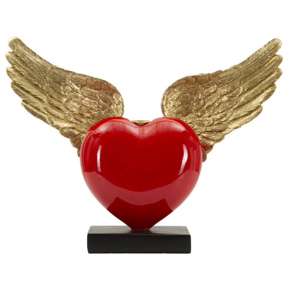 Cuore Con Ali Porta Candele Cm 36,5X14X30,5