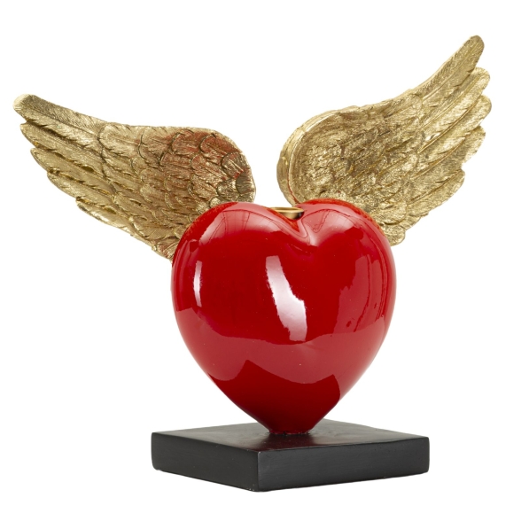 Cuore Con Ali Porta Candele Cm 36,5X14X30,5
