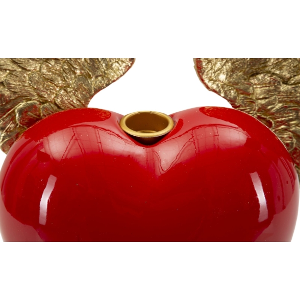 Cuore Con Ali Porta Candele Cm 36,5X14X30,5