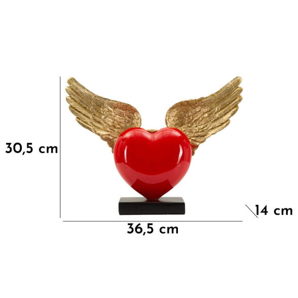 Cuore Con Ali Porta Candele Cm 36,5X14X30,5