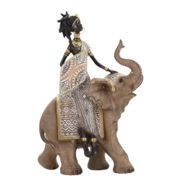 Masai Tribal Con Elefante Cm 22,5X12X32,5