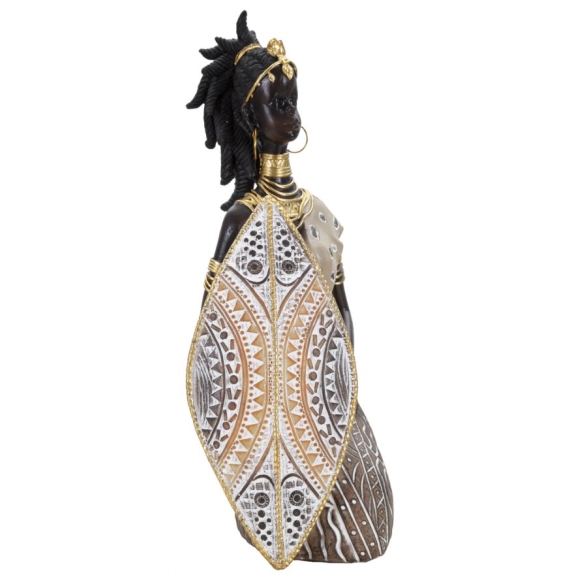 Masai Tribal Con Scudo Cm 13,5X9X24,5 