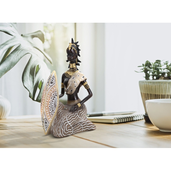 Masai Tribal Con Scudo Cm 13,5X9X24,5 