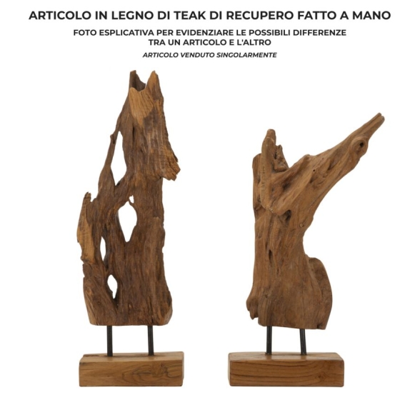 Scultura Akar In Teak Riciclato Cm 18X13X55