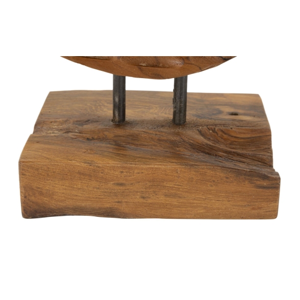 Scultura Coin In Teak Riciclato Cm 30X15,5X40