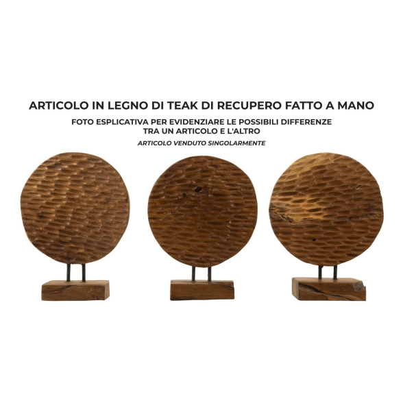 Scultura Coin In Teak Riciclato Cm 30X15,5X40
