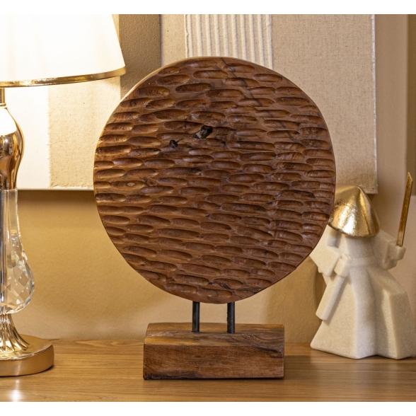 Scultura Coin In Teak Riciclato Cm 30X15,5X40