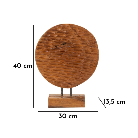 Scultura Coin In Teak Riciclato Cm 30X15,5X40