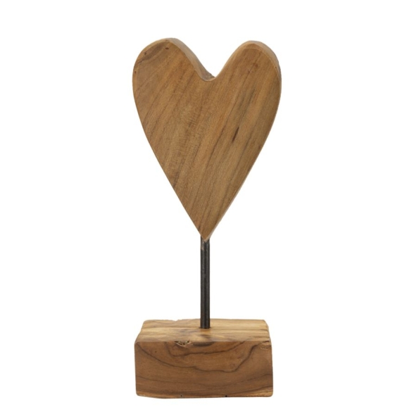 Scultura Cuore In Teak Ric. Cm 10X10X25