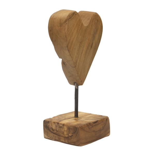 Scultura Cuore In Teak Ric. Cm 10X10X25