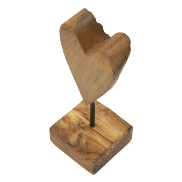 Scultura Cuore In Teak Ric. Cm 10X10X25