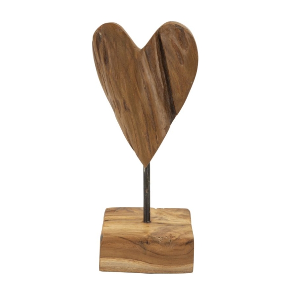 Scultura Cuore In Teak Ric. Cm 10X10X25