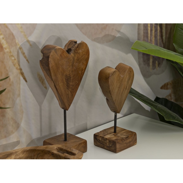 Scultura Cuore In Teak Ric. Cm 10X10X25
