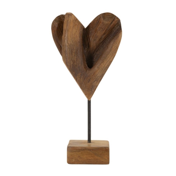 Scultura Cuore In Teak Ric. Cm 15X10X35