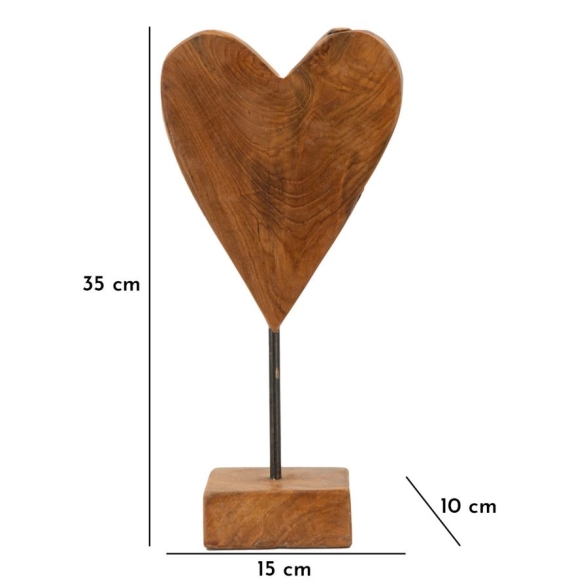Scultura Cuore In Teak Ric. Cm 15X10X35