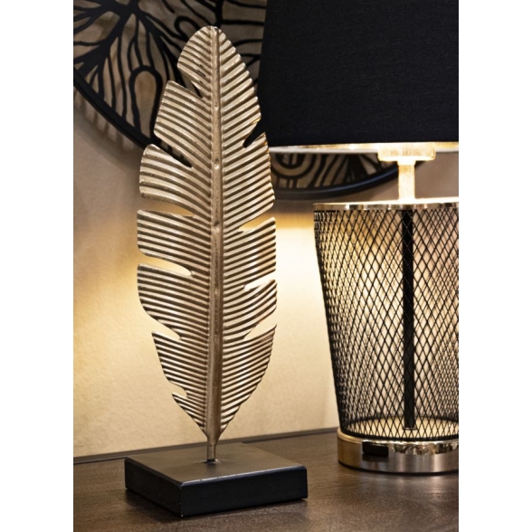 Scultura Foglia Con Porta Candela Glam Cm 10X10X34 