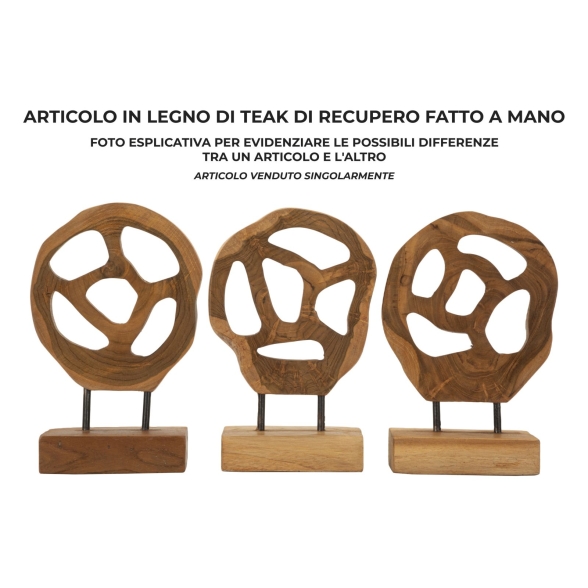 Scultura Lubang In Teak Riciclato Cm 18X10X27