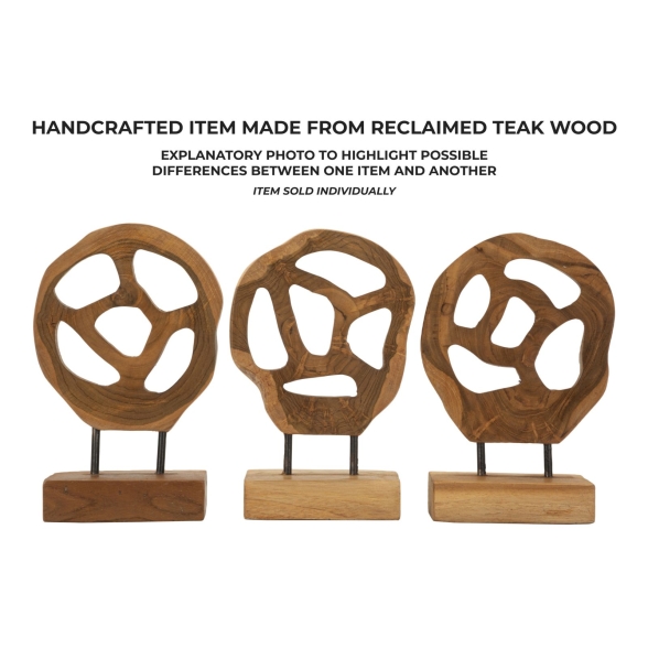 Scultura Lubang In Teak Riciclato Cm 18X10X27