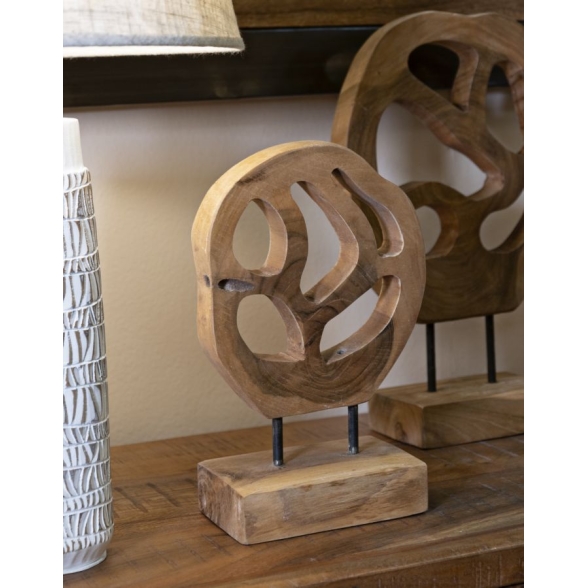 Scultura Lubang In Teak Riciclato Cm 18X10X27
